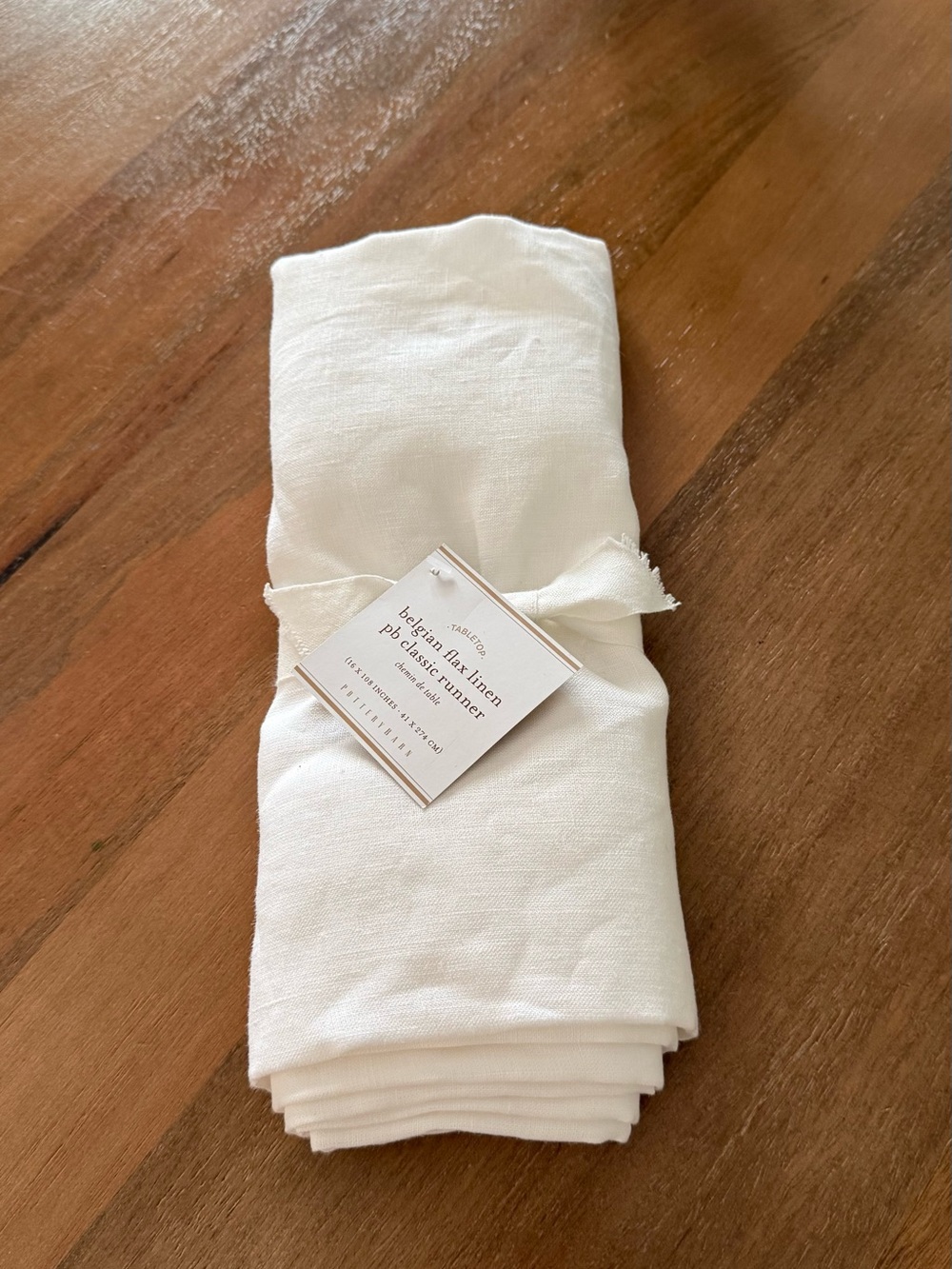 NWT Pottery Barn White Belgian Flax Linen Table Runner
